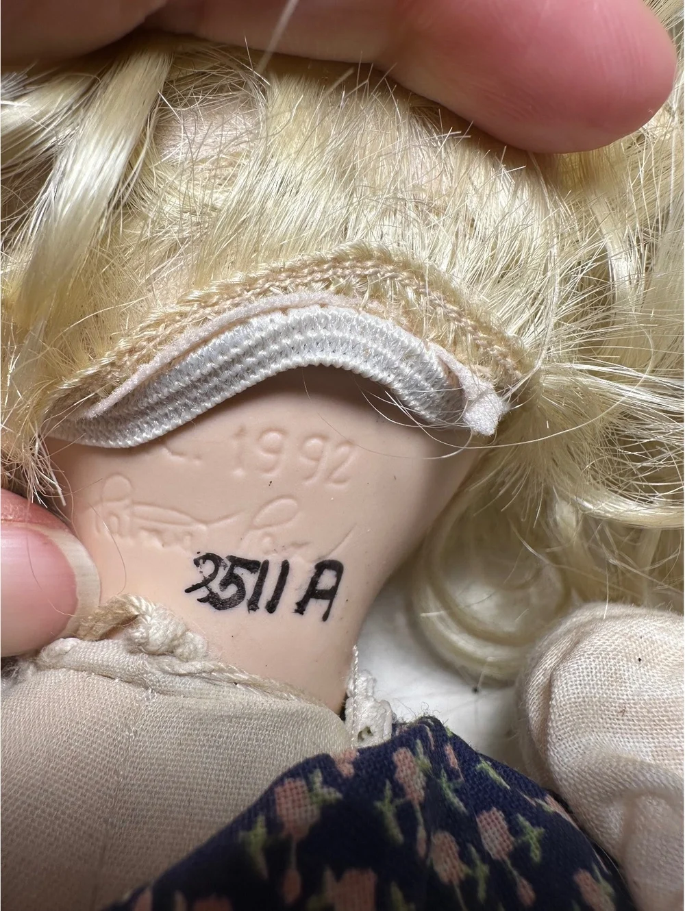 1992 Paradise Galleries Porcelain Doll with Blonde Hair and Blue Dress